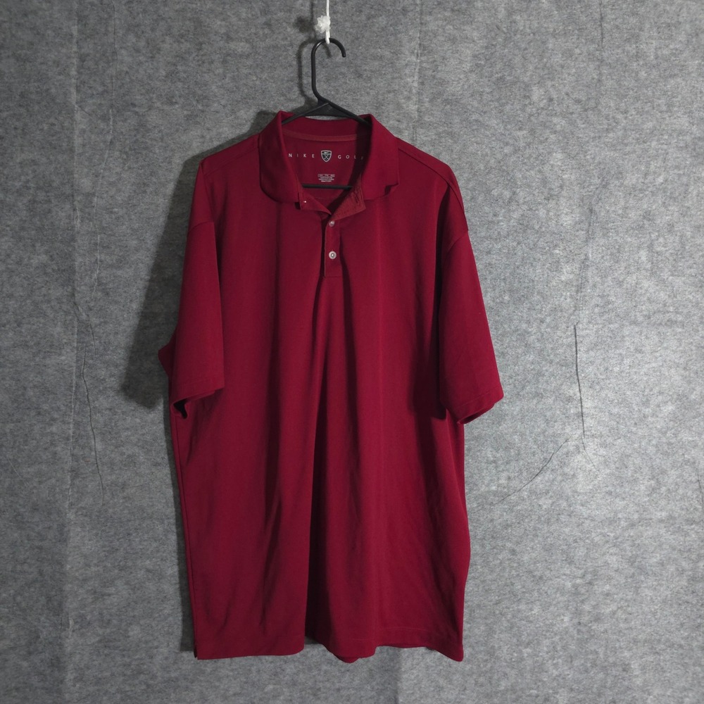 Nike Golf Dri Fit Polo Shirt Mens XXL Short Sleeve Burgundy Athletic Performance